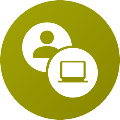 Icon of a student and computer
