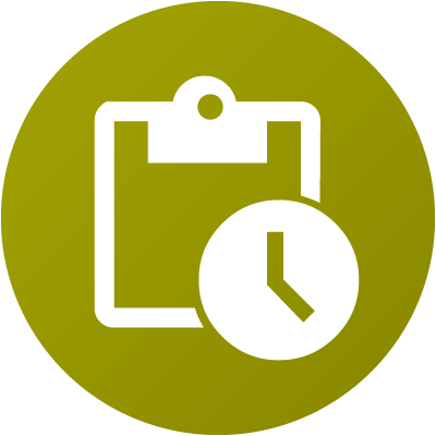 Clipboard and clock icon